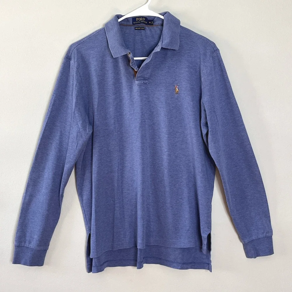Polo Ralph Lauren Polo Shirt Pima Soft Touch Men M Long Sleeve Flesh Pony Preppy